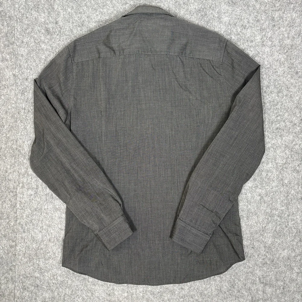 H&M Slim Fit Easy Iron Button-Up Shirt Men's Sz M Long Sleeve Solid Gray